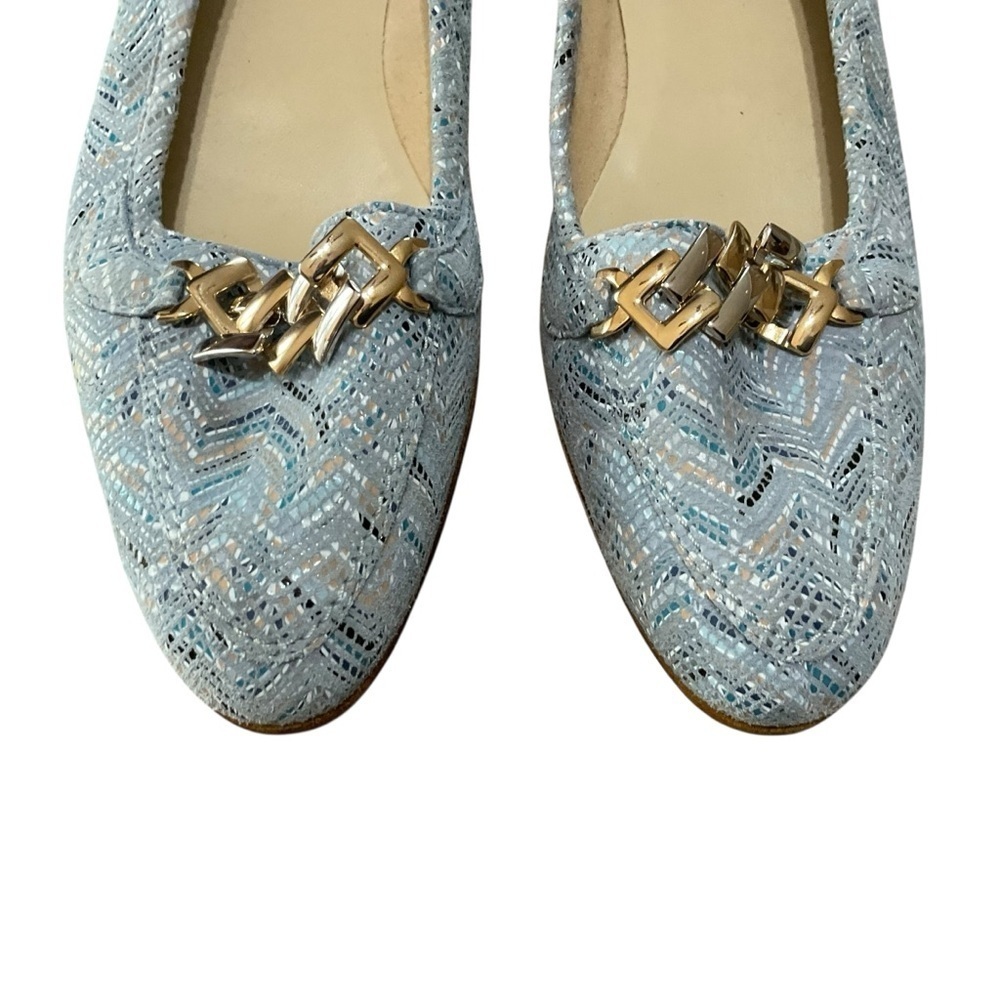 Amalfi by Rangoni Blue Woven Leather Slip-On Pumps 7.5 Narrow Made in Italy - Picture 2 of 10